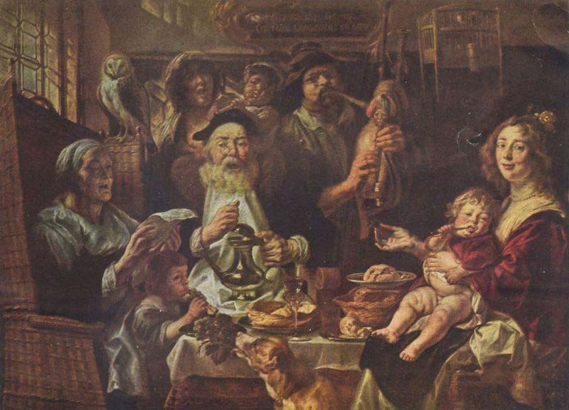 Jacob Jordaens Jacob Jordaens, As the Old Sang, So the young Pipe. oil painting picture
